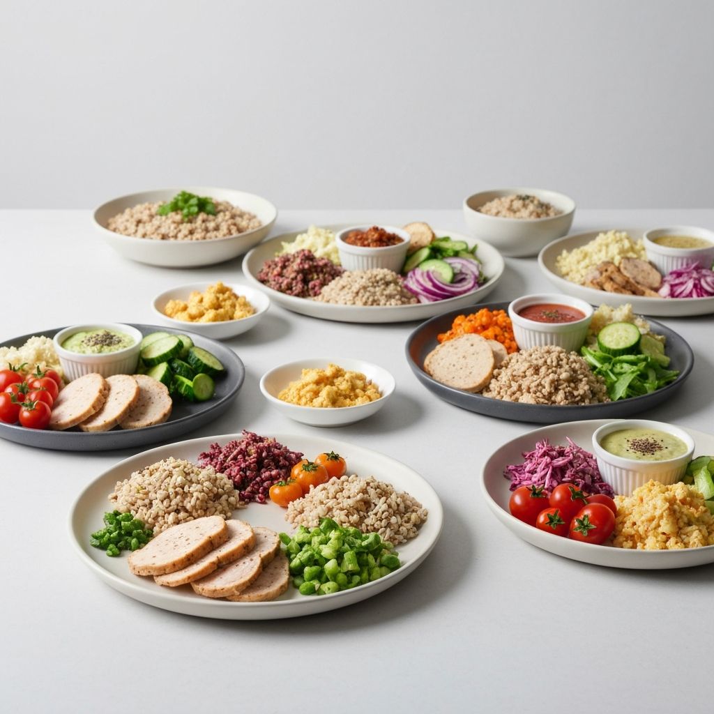 Diverse plates of food showing different nutritional approaches